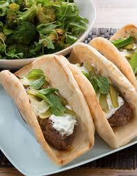 Gyros Traditionally Featuring Shaved Meat Wrapped In Pita Bread Make For A Fast And Incredibly Sat Roasted Cauliflower Salad Roasted Broccoli Cucumber Yogurt