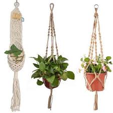 Handarbeit Geflochtenen Makramee Jute Hangen Seil Blumentopf Halter Pflanze Hang Blumentopf Pflanzenschaukel Topfblumen
