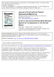 An Error Corrected Almost Ideal Demand System For Crustaceans In The United States Madan Dey And Kehar Singh Academia Edu