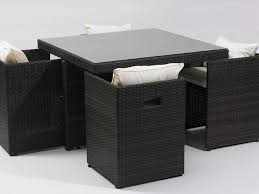 Table de jardin ronde cigale en résine fine la table de repas cigale est idéale au jardin ou en terrasse, pour 4 à 6 convives.sa forme ronde et. Dcb Groupe Salon De Jardin En Resine Tressee Avec Table Et 4 Fauteuils Encastrables Coloris Chocolat