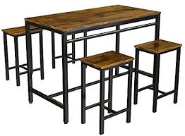 Best match newest most popular name lowest price highest price. 5 Pcs Dining Table Set Modern Bar Table Set With 4 Bar Stools Home Kitchen Breakfast Table And Chairs Set Ideal For Pub Living Room Breakfast Nook Easy To Assemble Rustic Brown
