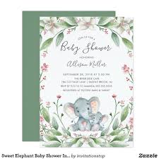 Sweet Elephant Baby Shower Invitation Zazzle Com Animal Baby Shower Invitations Baby Shower Invitations Elephant Baby Shower Boy