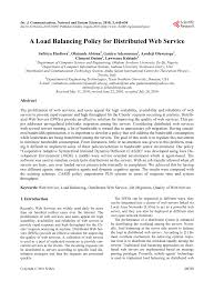 Pdf A Load Balancing Policy For Distributed Web Service