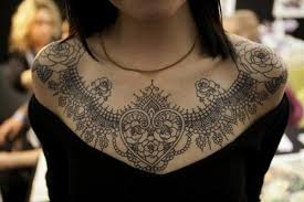 45 Lace Tattoos For Women Cuded Lace Tattoo Design Necklace Tattoo Chest Tattoos For Women