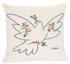 Coussin Picasso La Colombe Tissage Pansu Oreille Metier Jacquard Petite Tapisserie