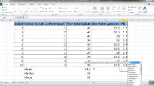 Tendensi Sentral Menghitung Dan Memahami Mean Median Modus Dan Boxplot Melalui Excel Dan Spss Youtube