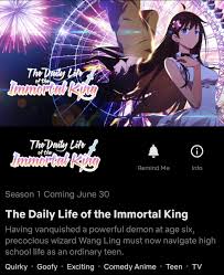 The daily life of the immortal king. Wtk On Twitter The Daily Life Of The Immortal King Currently Scheduled To Stream June 30 On Netflix Https T Co F0mfgumfsx