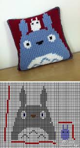 The gorgeous grey colored yarn used to make this pattern really highlights the incredible pattern. Totoro Cross Stitch Pattern And Pillow Could Mod It For Knitting Totoro Pillow Tapestry Crochet Cross Stitch