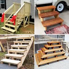 Use the stair calculator on decks.com to determine the number of stairs and the rise and run of each individual step. 20 Ways To Build Free Standing Wooden Steps