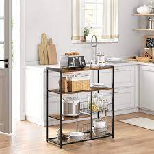 Plan de travail en pierres naturelles : Vasagle Etagere De Cuisine Avec Panier En Fils Metalliques Rangement Pour Epices Support Pour Four A Micro Ondes Pots 6 Crochets En S Casseroles Marron Rustique Et Noir Kks35x Cuisine Meubles Lawawarenesssociety In