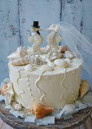Seahorse Wedding Cake Topper Bride And Groom Resin White Etsy Beach Wedding Cake Toppers Beach Theme Wedding Cakes Beach Wedding Cake