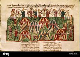 Alba Bible (1420/30) . Judges 7. Gedeon's Victory Over The Midianites.  Madrid, Duke Of Alba's Collection. Location: Private Collection. Madrid.  Spain Stock Photo - Alamy