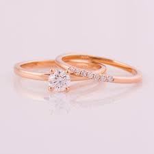 Rose Gold Diamond Set 14k Rose Gold Wedding Rings Diamonds Etsy In 2020 14k Rose Gold Wedding Ring Etsy Wedding Rings Wedding Rings Rose Gold