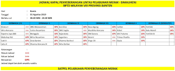 Per jumat, 23 agustus 2019, phe onwj menggelar oil boom sepanjang 14.085 meter untuk per jumat, 23 agustus 2019, phe onwj menempatkan 9 posko medis di ciwaru, pusaka jaya utara. Jadwal Kapal Merak Bakauheni 1 Agustus 2019 Bptd Wilayah Viii Provinsi Banten