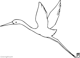 Crane bird landed on swamp coloring pages. Easy Flying Crane Coloring Page Coloringall