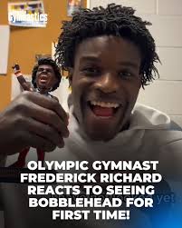 🤸‍♂️😁 What did Olympic medalist Frederick Richard think of his signature  Bobblehead? He captured the moment he got his first look. Check out the  reaction! How do you rate the Bobblehead?! 📷