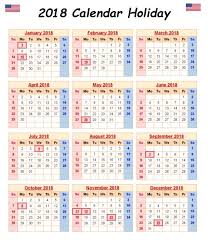 2018 Calendar With Holidays United States Holiday Calendar Holiday Calendar
