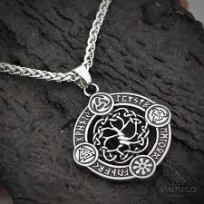 Vintugo Viking Tree Of Life Yggdrasil With 5 Powerful Symbols Pendant Necklace Vector icons of ancient emblems. powerful symbols pendant necklace