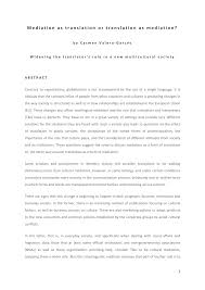 Pdf Mediation As Translation Or Translation As Mediation