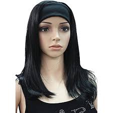 Amazon.com : Lydell Short Straight Bob Headband Wig 3/4 wig short half  Synthetic hair wig (Black) : Beauty & Personal Care