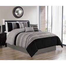 Wide choice of black bedroom furniture and bedroom sets in black at ny furniture outlets. Hgmart Bedding Comforter Set Bed In A Bag 7 Piece Luxury Embroidery Microfiber Bedding Sets Oversized Bedroom Comforters Black King Walmart Com Walmart Com