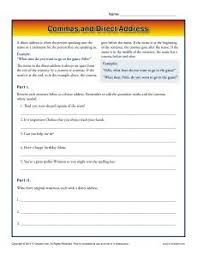 Commas And Direct Address Comma Worksheets Direct Address Punctuation Worksheets Commas Direct Address