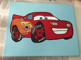 Lightning Mcqueen Canvas Painting Cute Canvas Paintings Canvas Painting Diy Easy Canvas Painting