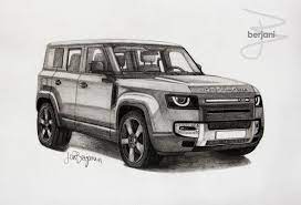 The 2.25 engine had its compression raised from 7:1 to 8:1, increasing the power slightly (the high compression engine had. Land Rover Defender Pencil Drawing Berjani Drawings Illustration Vehicles Transportation Automobiles Cars Other Automobiles Cars Artpal