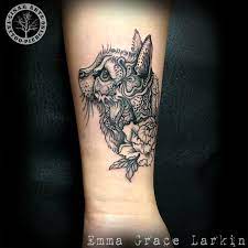decorative mandala style cat and peony emma grace cinar arts istanbul cat tattoo body art tattoos cat tattoo designs