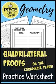 Quadrilateral Proofs On The Coordinate Plane Quadrilaterals Coordinate Plane Geometry Worksheets