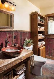 Black and white is a classic bathroom color theme, but you can easily add a dash of color and still adhere to the rural vibe you're aiming for. Small Rustic Bathroom Novocom Top