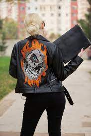 Gifts For Bestfriend Sister Wife Girlfriend Movie Fan Ghost Etsy In 2021 Leather Jackets Women Embellished Denim Jacket Leather Jacket