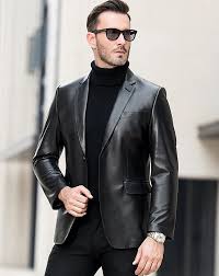 Brandon Black Shiny Mens Leather Blazer Jacket Mens Leather Jackets On Sale Movies Leather Jackets In Usa Uk Canada Australia Black Leather Jacket Men Mens Leather Blazer Leather