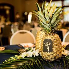 Reception Table Decor Gold Pineapple Centerpieces Palm Fronds Gold Navy And Green W Pineapple Wedding Decor Pineapple Centerpiece Gold Pineapple Centerpiece