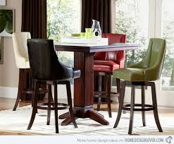 Rich dark cherry finish two faux leather swivels bar chairs. A Burst Of Colors From 20 Dining Sets With Multi Colored Chairs Home Design Lover Round Dining Table Sets Pub Height Table Dining Table Setting