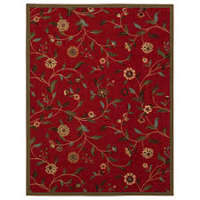 Floral carpet pattern red green. Ottomanson Ottohome Collection Floral Garden Design Dark Red 5 Ft X 7 Ft Non Skid Area Rug Oth2090 5x7 The Home Depot