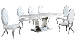 Reflecting a seamless organic shape and timelessreflecting a seamless organic shape and. Tovia 7 Pc White Marble Dining Table Set By Best Quality Furniture