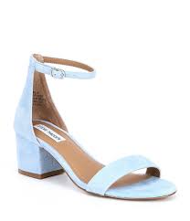 Steve Madden Irenee Ankle Strap Suede Block Heel Dress Sandals In 2020 Wedding Shoes Heels Light Blue Wedding Shoes Heels