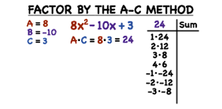 I typed a huge number into maple and it factored it insanely fast. Factoring By Ac Method Proprofs Quiz