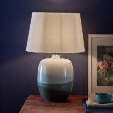 Crackled ceramic table lamp in ivory with fabric shade. Lautaro Ceramic Table Lamp Costco Uk