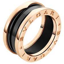 Pre Owned Bvlgari B Zero1 Ring 3 Band Black Ceramic Rose Gold An855962 Bvlgari Mens Ring Bvlgari Ring Black Ceramic Ring