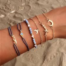 Buy Aluinn Boho Rope Bracelet for Women Fashion Gold Moon Hand Catenary  Star Lovr Hand Chain Pearl Bracelet Jewelry for Girls at Amazon.in
