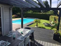 Terrasse En Bois Avec Pergola Et Piscine A Bierville 76750 Djsl Bois