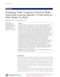 PDF) Dursa and Tune Developing Traffic Congestion Detection Model Using  Deep Learning Approach: A Case Study of Addis Ababa City Road