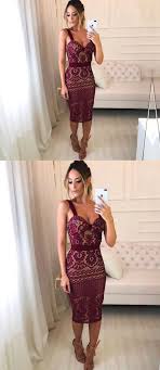 Burgundy Lace Sheath Tight Knee Length Homecoming Dresses Hd0017 Burgundy Dress Outfit Lace Burgundy Dress Homecoming Dresses