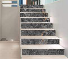 3d Broken Gray 6851 Marble Tile Texture Stair Risers Aj Wallpaper Home Stairs Design Marble Flooring Design Tiled Staircase