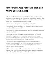 Peristiwa isra dan mi'raj nabi muhammad s.a.w. Jom Fahami Asas Peristiwa Israk Dan Mikraj Secara Ringkas Docx