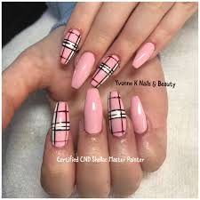 Autumn Nails Burberry Nails Plaid Nails Pink Acrylic Nails