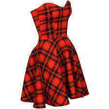 Strapless Tartan Skater Dress 30 Found On Polyvore Red Tartan Dress Plaid Skater Dress Red Plaid Dress
