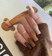 Pin By Kally Munoz On Nail Inspiration Brown Acrylic Nails Fall Acrylic Nails Trendy Nails